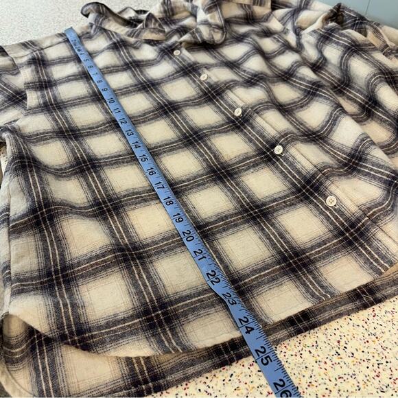 Banana Republic Wool Blend Ruffle Collar Flannel Shirt Gray Plaid Women’s Size L - Picture 8 of 8